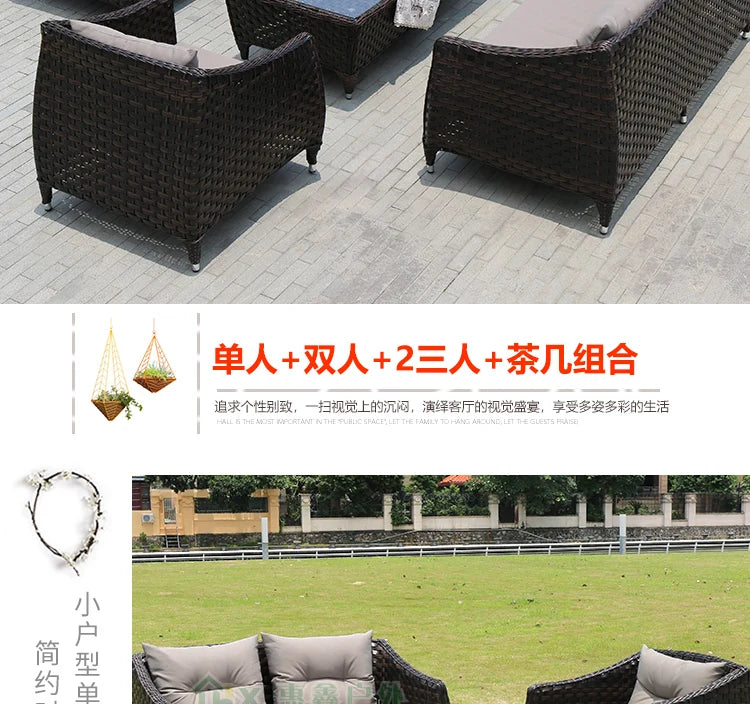 Leisure Courtyard Garden Sofas Outdoor Simple Homestay Coffee Table Garden Sofa Terrace Pe Rattan Furniture Sofá Exterior MHHYSF