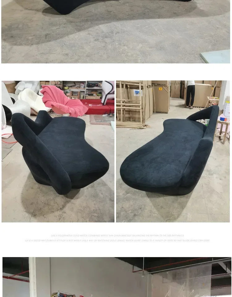 Italian Simple Fabric Leather Sofa Living Room and Sample Room Lobby Reception Arc Moon Sofa