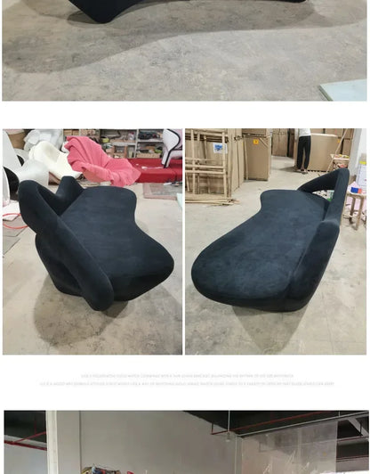 Italian Simple Fabric Leather Sofa Living Room and Sample Room Lobby Reception Arc Moon Sofa