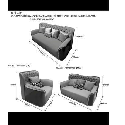 Italian light luxury leather sofa modern high-end straight row villa large flat floor