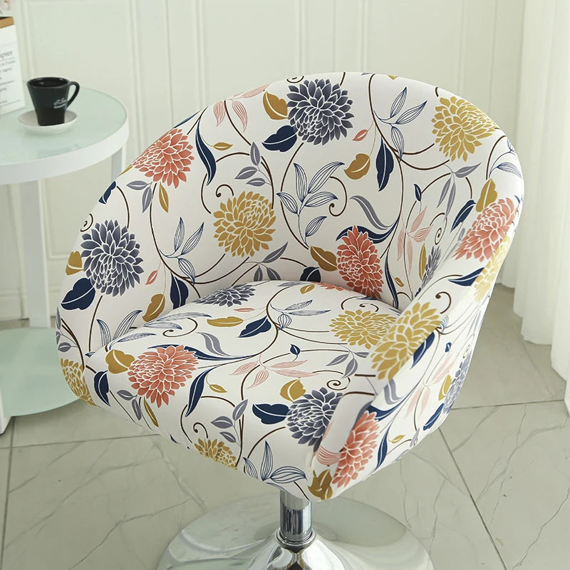 Semi-Circular Chair Cover Elastic Dining Chairs Slipcovers Accent Curved Chairs Dustproof Covers Armchair Seat Case Home Decor