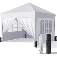 10x10 Up with Sidewalls, Outdoor Tent with Carry Bag or Commercial Events, Camping, Backyard Parties - White