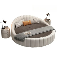 W round Bed Double Modern Simple round Leather Princess Large and Small Apartment Type Master Bedroom Marriage Bed Hotel
