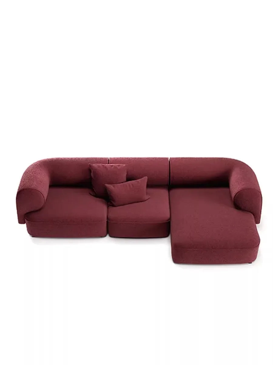 Light luxury Nordic fabric sofa living room very simple size apartment Nordic furniture designer red curved sofa