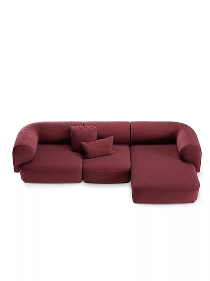 Light luxury Nordic fabric sofa living room very simple size apartment Nordic furniture designer red curved sofa