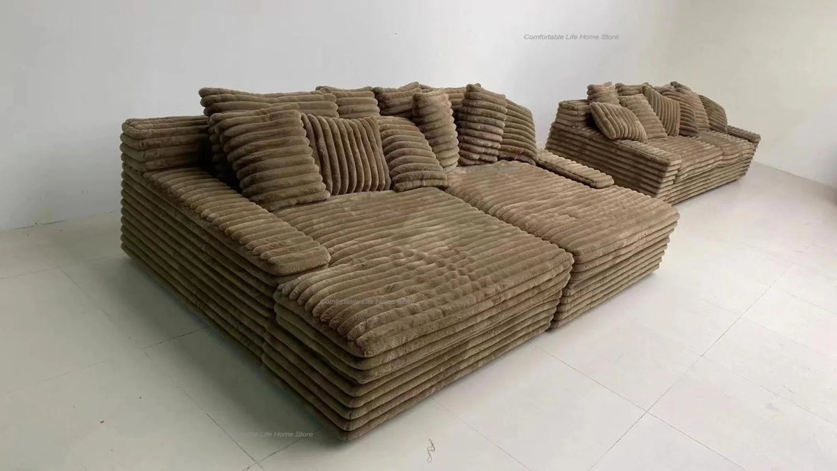 Nordic Cloud Lazy Sofa Thick Corduroy Texture Extra Wide Seat Depth Design Vacuum Compressed Packaging A Must-Have for Home