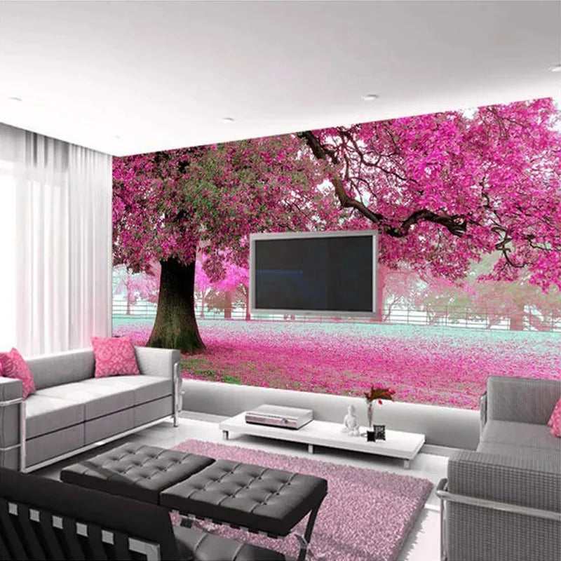 Custom Photo Wallpaper 3D Romantic Cherry Tree TV Background Home Decor Mural Living Room Sofa Wall Covering Backdrop