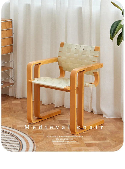 Danish Design Mid-Ancient Dining Chair Solid Wood Armrest Armchair Subnet Red Ins Simple Desk Chair
