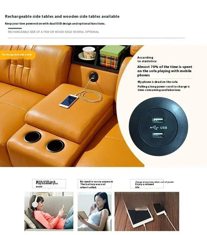 MANBAS Premium Italian Genuine Leather Sofa Sets Big Sectional Couch Living Room Sofas With Adjustable Headrests Home Furniture