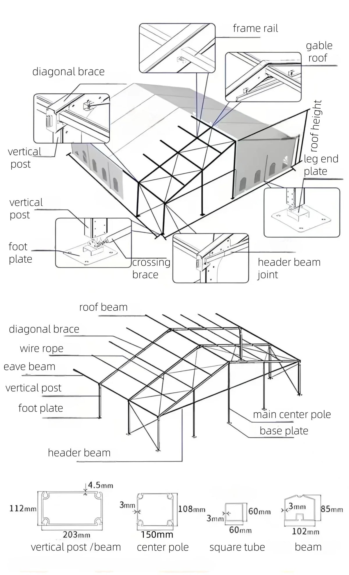 500 People Outdoor Tent Aluminum Frame Heavy Duty Commercial Large Luxury White Marquee Wedding Party Structure Tents for Event