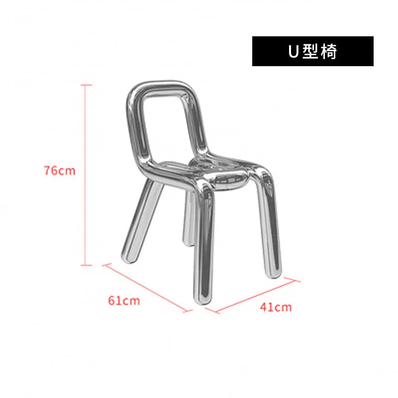 CZ Vintage Stainless Steel Irregular Single Chair Home Backrest Minimalist Industrial Style Restaurant Leisure Dining Chair