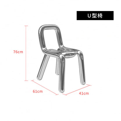 CZ Vintage Stainless Steel Irregular Single Chair Home Backrest Minimalist Industrial Style Restaurant Leisure Dining Chair