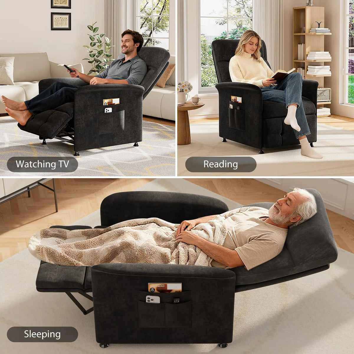 Power Recliner Chair for Adults with Heated & Massage, Lazy Boy Electric Reclining Chair Sofa, Adjustable Single, Customized