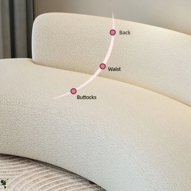 Comfort Beige Lamb Fleece Sofa with Soft Sponge Cushion Modern Sturdy Wooden Frame Living Room Couches Office Hotel Lounge Sofas