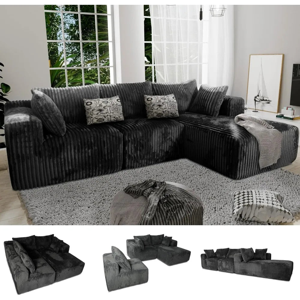 3 Seater L Shaped Sofa with Deep Seat, 101