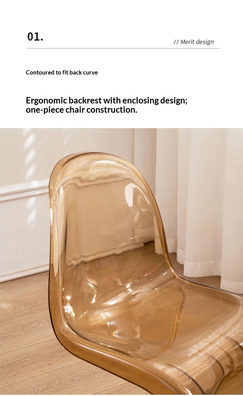 Acrylic Ghost Chair Modern Minimalist Transparent Dining Chair Designer Vanity Stool Kitchen Seating Clear Plastic Chaise Chair