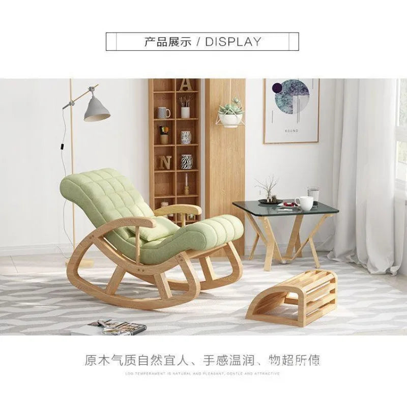 Solid wood rocking  leisure adult solid wood recliner nap chair balcony lazy sofa rocking  for middle-aged and e