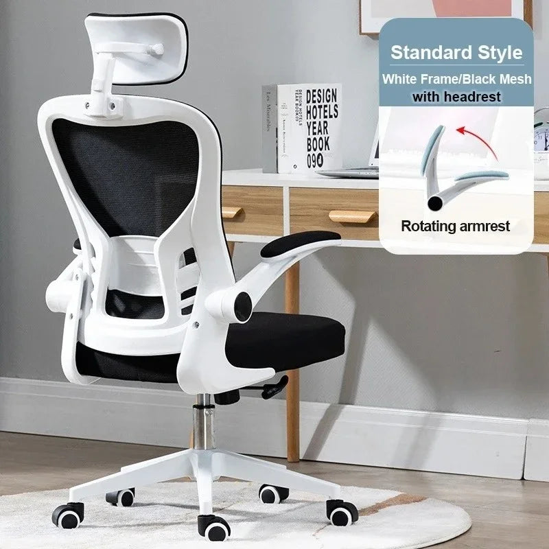 Adjustable Lumbar Support Home Desk Chairs with Armrests Students Study Computer Chair Office Mesh Swivel Chair with Wheels