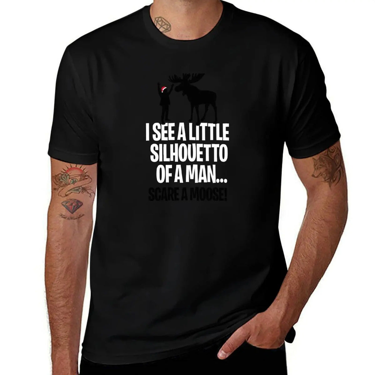 little I t man silhouetto T-Shirt Rock shirt t man personalised shirts Moose Christmas see graphic a scare Music a of a for