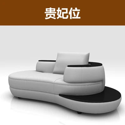 Luxury Modern Curved Genuine Leather Sofa Sectional Couch White and Black Design Living Room Contemporary Home Decoration