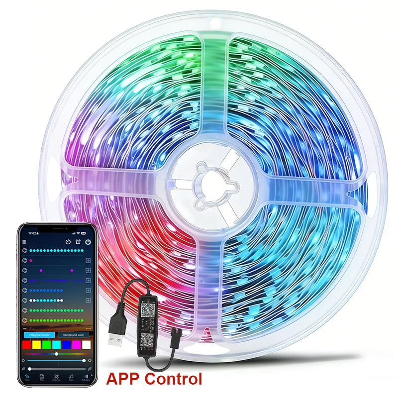 WS2812B LED Strip Lights 1-20M 5V RGB IC Music Sync Color Changing Magic Color Flexible Ribbon for Bedroom Kitchen TV Backlight
