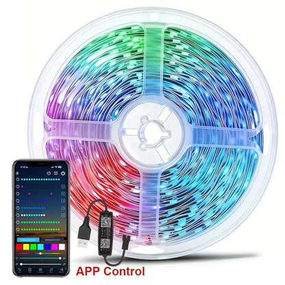 WS2812B LED Strip Lights 1-20M 5V RGB IC Music Sync Color Changing Magic Color Flexible Ribbon for Bedroom Kitchen TV Backlight