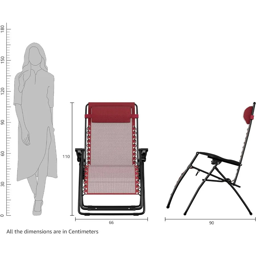 Basics Outdoor Patio Zero Gravity Lounge Chair with Pillow, Folding Reclining and Textilene Adjustable, Folding Lounge 26