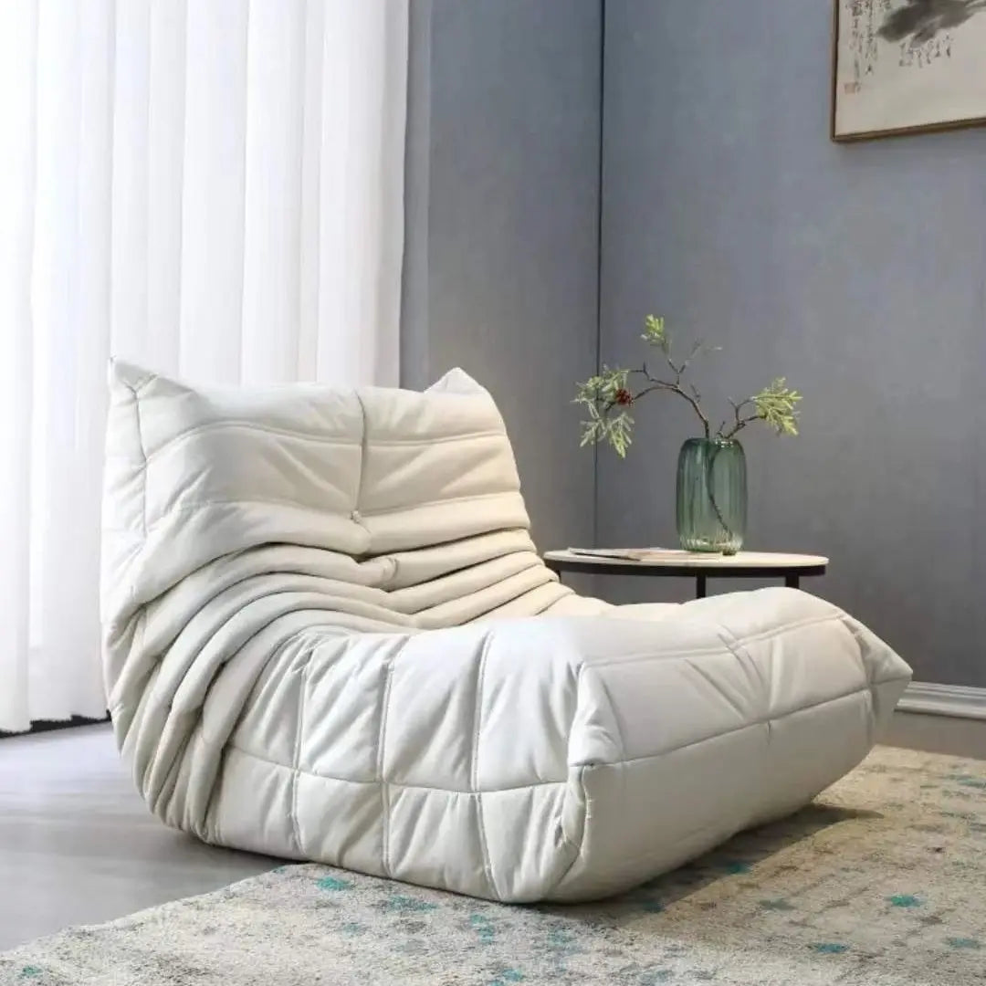 Single sofa living room bedroom lazy fabric leather leisure chair small apartment cream wind