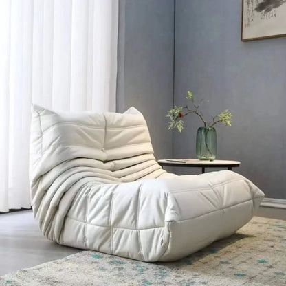 Single sofa living room bedroom lazy fabric leather leisure chair small apartment cream wind