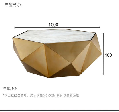 Stainless steel diamond coffee table living room household Italian sofa natural marble furniture