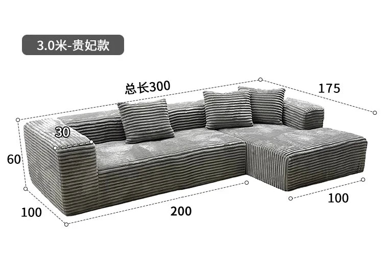 Vacuum Compression Sofa Corner Fabric Sofa Living Room Rabbit Plush Corduroy