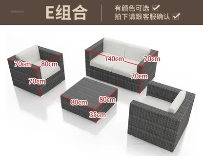 Luxury Terrace Courtyard Garden Furniture Outdoor Garden Sofa Combination Outdoor Waterproof Sun Protection Leisure Sofa Chair N