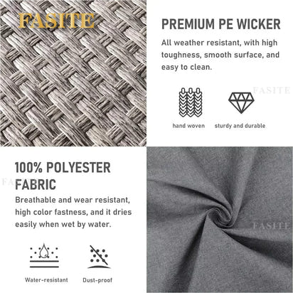 Garden Furniture Set 7 Piece, Patio Couch Sets Chair, PE Rattan Sectional with 45