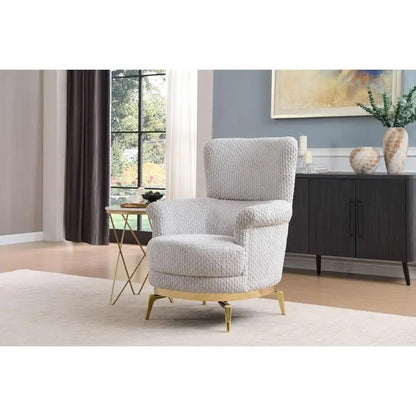 3PC Modern Living Room Set (Sofa + Loveseat + Chair) in Gray with Wood and Gold Accents