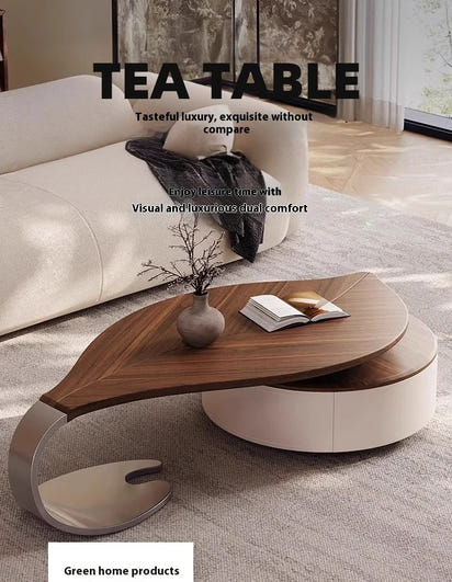 Designer retro solid walnut coffee table with stylish metal high-end living room furniture