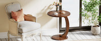 Tribesigns Round End Table, Wood C-Shaped Side Table, Small Couch Side Table, Mid-Century End Table, Retro Side Table