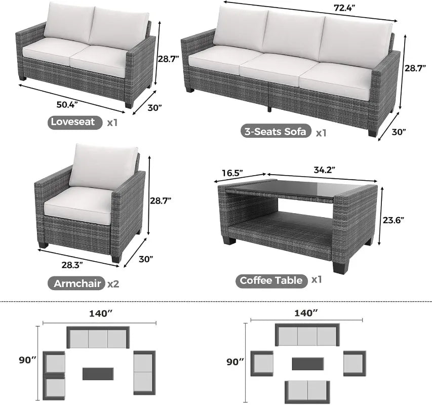 8-Piece Rattan Patio Set, Outdoor Sectional with Cushions & Coffee Table