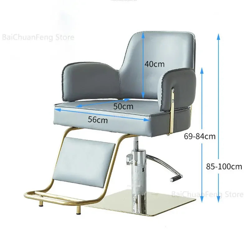 Simple Stainless Steel Barber Chairs Professional Salon Furniture Beauty Salon Chair Home Liftable Rotating Hairdressing Chair