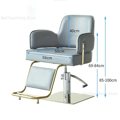 Simple Stainless Steel Barber Chairs Professional Salon Furniture Beauty Salon Chair Home Liftable Rotating Hairdressing Chair