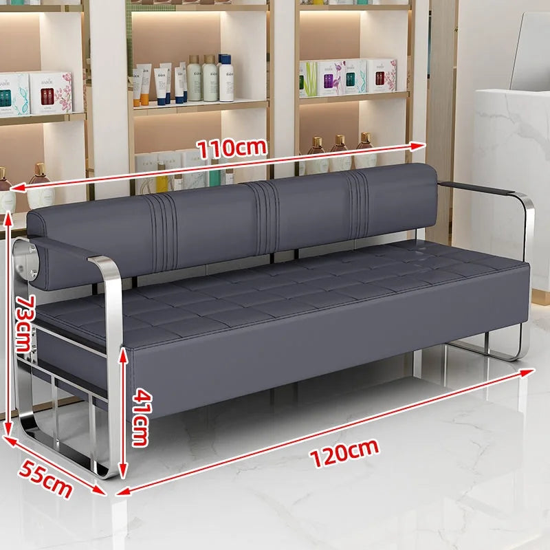 Famous Hair Salon Area Bench Hair Salon Waiting Light Luxury Stainless Steel Bar Sofa