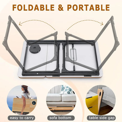 Adjustable Laptop Desk for Bed, Foldable Portable Stand with Cup Holder, Ideal for Writing and Work in Bed