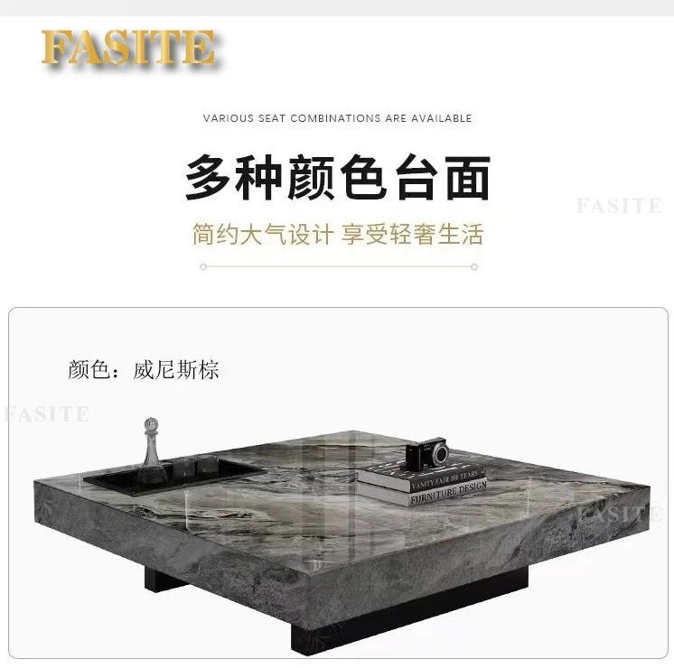 Marble Top Coffee Table Living Room Luxury Stone Rectangular Coffee Table Modern Topper Italian Table Home Furniture