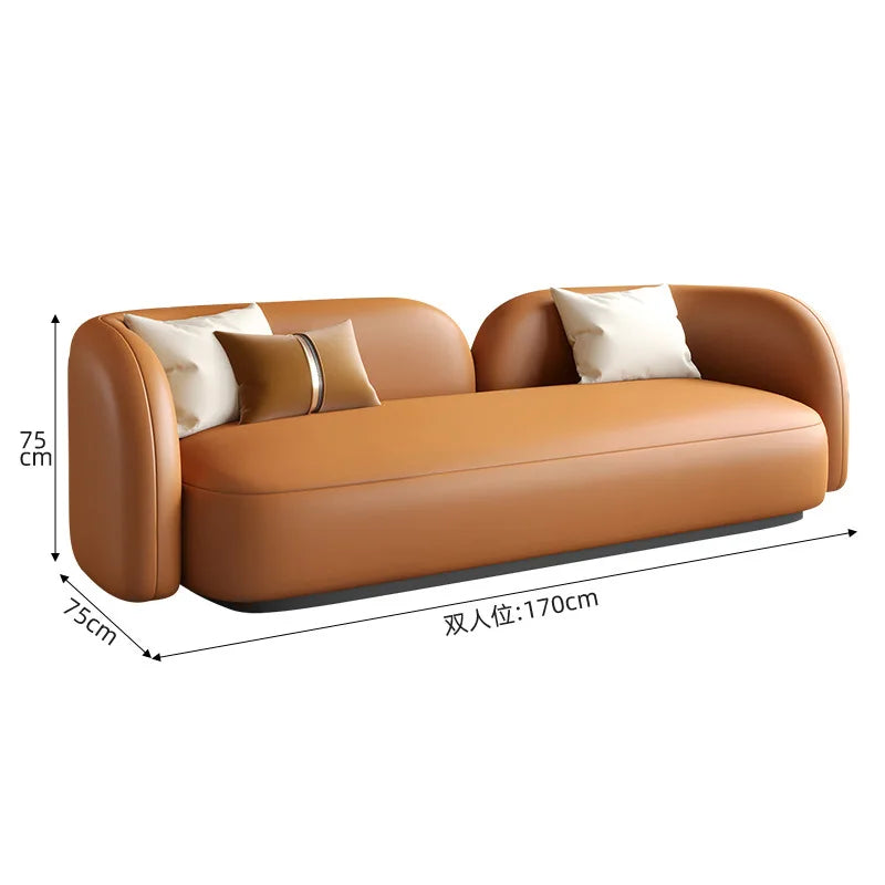 Italian light luxury leather sofa combination modern simple living room reception negotiation table and chair combination