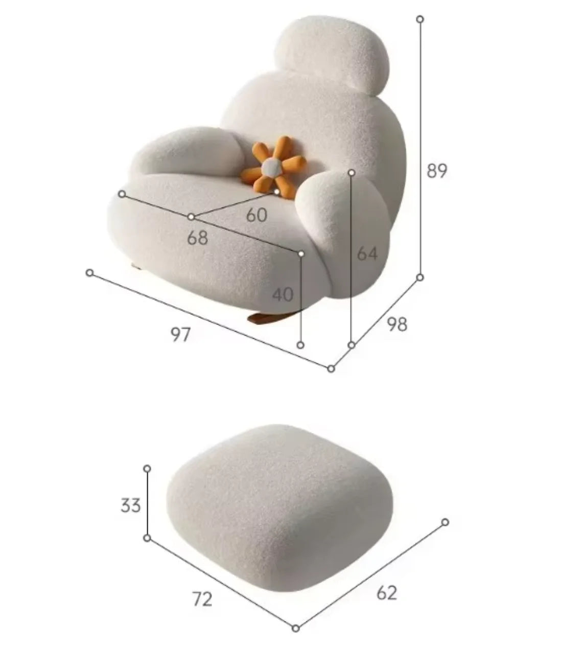 Nordic Modern Luxury Living Room Chairs Sofa Rocking Lounge Single Lazy Reclining Adult Bedroom Relax Magical Furniture