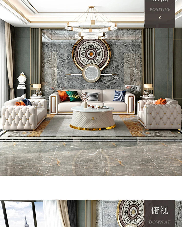 A2-7   new light luxury leather sofa living room combination size modern simple first-layer cowhide sofa