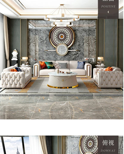 A2-7   new light luxury leather sofa living room combination size modern simple first-layer cowhide sofa