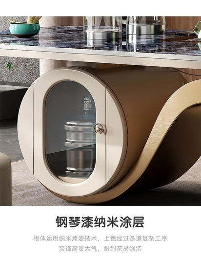 Light luxury rock slab table and chair combination modern minimalist design, creative high-end villa office tea table