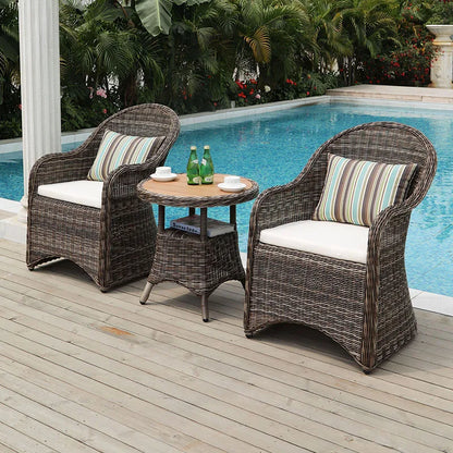 US Retro Outdoor Rattan Cafe Restaurant Table and Chair Combination Open-air Courtyard Garden Rattan Dining Table and Chairs