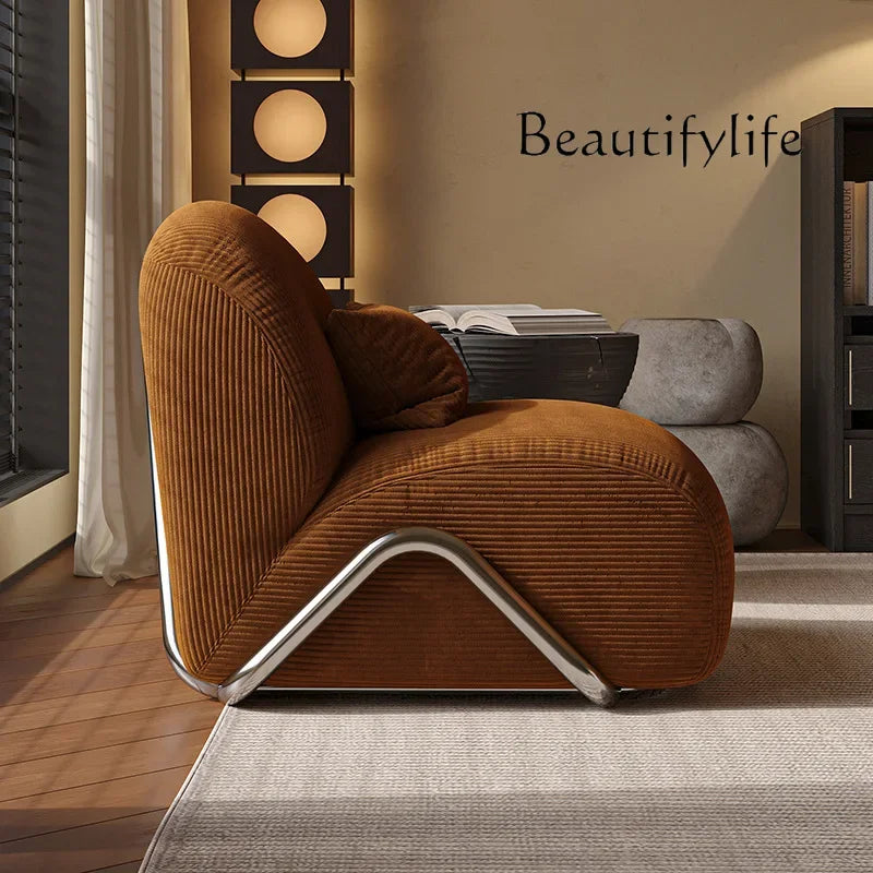 Medieval leisure chair designer recliner balcony living room black and white striped fabric lazy single sofa