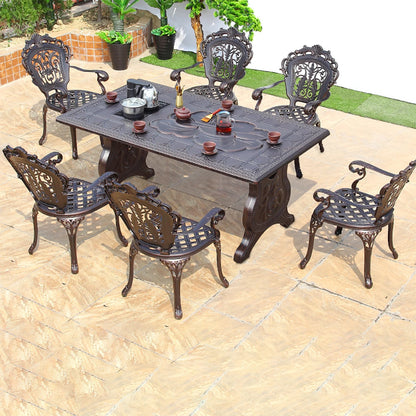 Cast Aluminum Outdoor Chair Set of 2 Beautifully Carved All Weather Patio Chairs Metal Bistro Chairs for Garden Porch Backyard